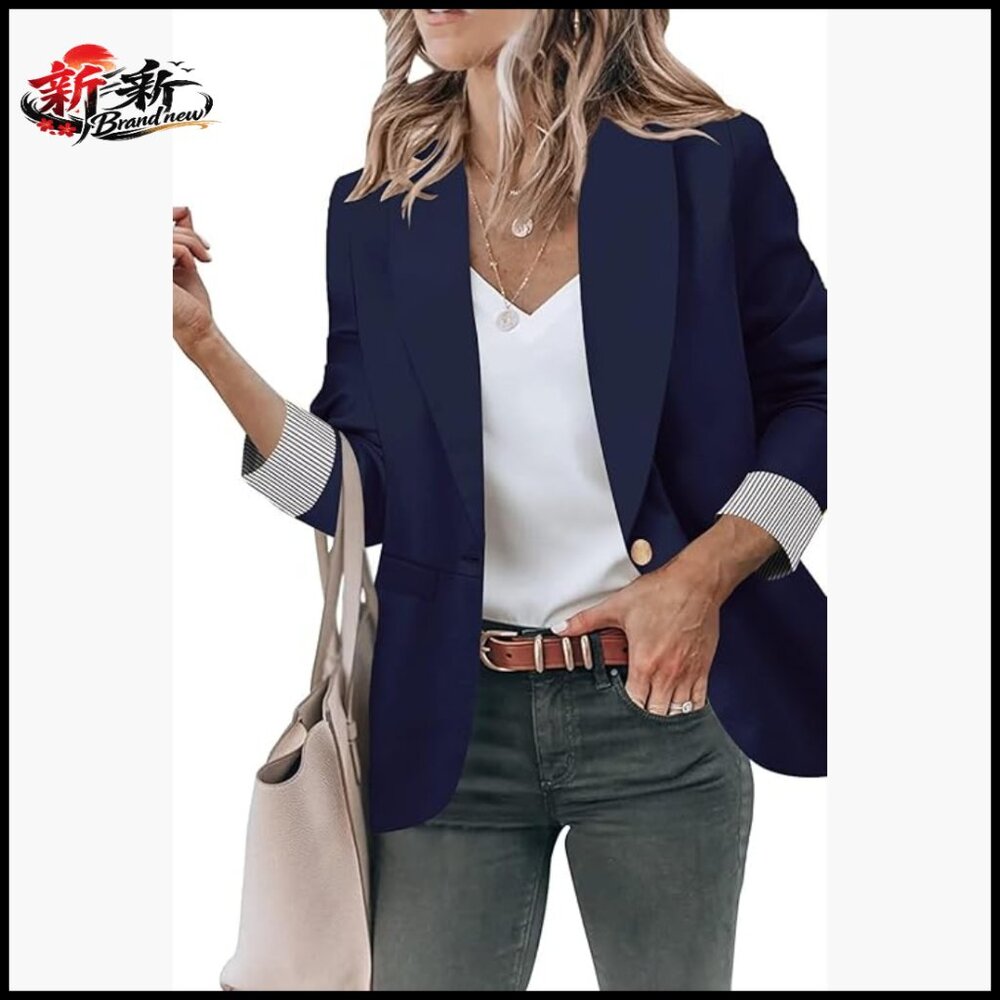 Polyester Rayon Blazer Jacket Open Front Long Sle… - image 1